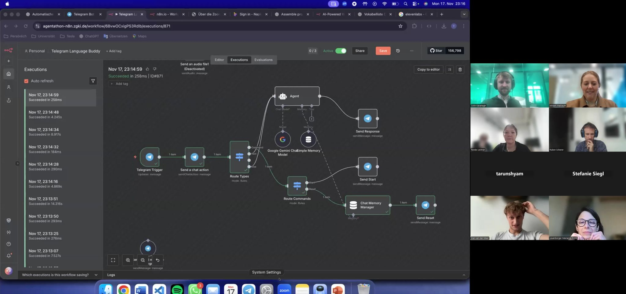 Ein Agenten-Workflow in n8n aus der Arbeitsphase des OPEN AGENTATHON